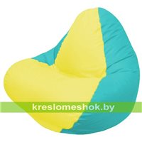 Кресло мешок RELAX бирюзовое, сидушка жёлтая