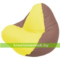 Кресло мешок RELAX коричневое, сидушка жёлтая