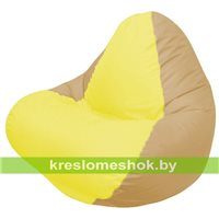 Кресло мешок RELAX тёмно-бежевое, сидушка жёлтая