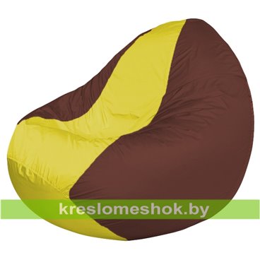Кресло мешок Classic К2.1-65 (основа коричневая, вставка жёлтая)