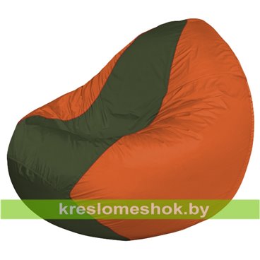 Кресло мешок Classic К2.1-163 (основа оранжевая, вставка оливковая тёмная)
