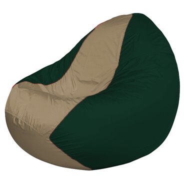 Кресло мешок Classic К2.1-216 (основа зелёная тёмная, вставка бежевая тёмная)