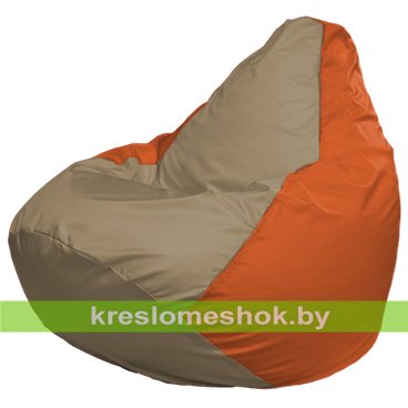 Кресло-мешок Груша Макси Г2.1-90 (основа оранжевая, вставка бежевая тёмная)
