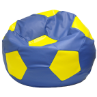 Кресло мешок Мяч экокожа (110 х 110 см) желто-синий