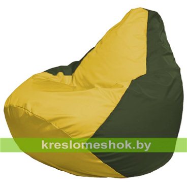 Кресло-мешок Груша Макси Г2.1-250 (основа оливковая тёмная, вставка жёлтая)