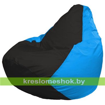 Кресло-мешок Груша Макси Г2.1-395 (основа голубая, вставка чёрная)
