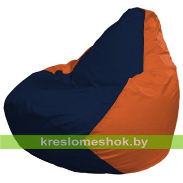 Кресло-мешок Груша Макси Г2.1-45 (основа оранжевая, вставка синяя тёмная)
