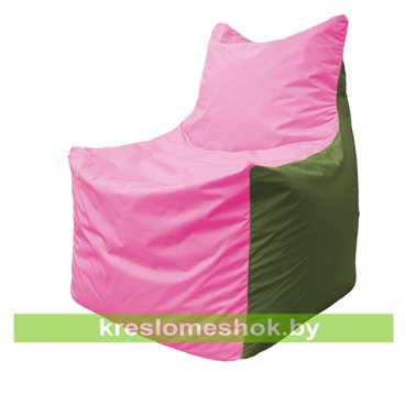 Кресло мешок Фокс Ф2.1-198 (основа розовая, вставка оливковая)