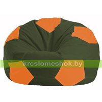 Кресло мешок Мяч тёмно-оливковый - оранжевый М 1.1-56