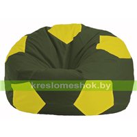 Кресло мешок Мяч тёмно-оливковый - жёлтый М 1.1-57