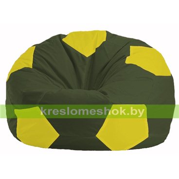 Кресло мешок Мяч М1.1-57 (основа оливковая тёмная, вставка жёлтая)