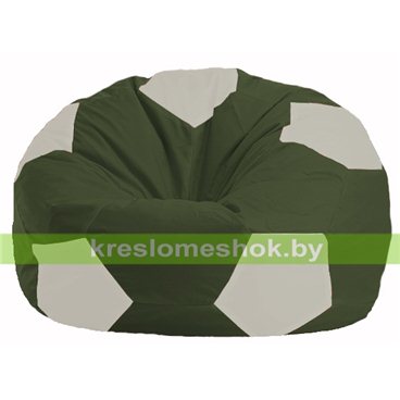 Кресло мешок Мяч М1.1-59 (основа оливковая тёмная, вставка белая)