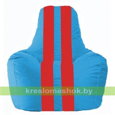 Кресло-мешок Спортинг С1.1-279 (основа голубая, вставка красная)