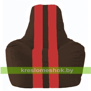 Кресло-мешок Спортинг С1.1-322 (основа коричневая, вставка красная)