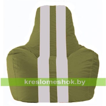 Кресло-мешок Спортинг С1.1-231 (основа оливковая, вставка белая)