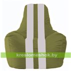 Кресло-мешок Спортинг оливковый - белый С1.1-231