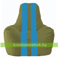 Кресло-мешок Спортинг оливковый - голубой С1.1-229