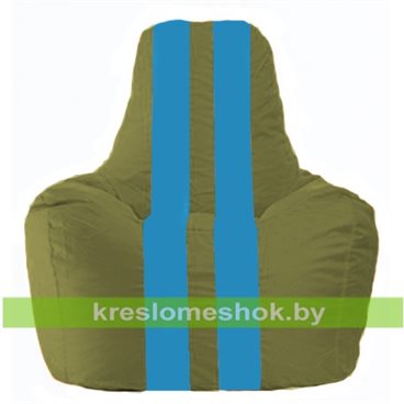 Кресло-мешок Спортинг С1.1-229 (основа оливковая, вставка голубая)