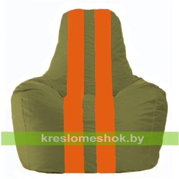 Кресло-мешок Спортинг С1.1-227 (основа оливковая, вставка оранжевая)