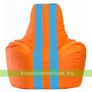 Кресло-мешок Спортинг С1.1-220 (основа оранжевая, вставка голубая)