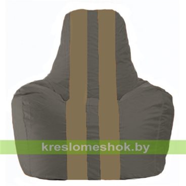 Кресло-мешок Спортинг С1.1-368 (основа серая тёмная, вставка бежевая тёмная)