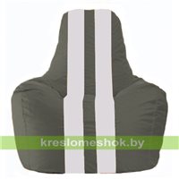 Кресло-мешок Спортинг тёмно-серый - белый С1.1-357