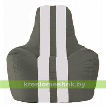 Кресло-мешок Спортинг С1.1-357 (основа серая тёмная, вставка белая)