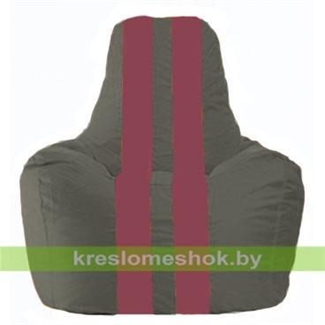 Кресло-мешок Спортинг С1.1-358 (основа серая тёмная, вставка бордовая)