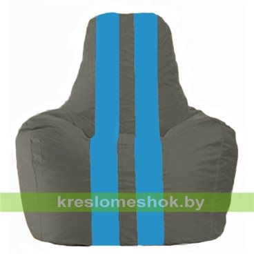 Кресло-мешок Спортинг С1.1-359 (основа серая тёмная, вставка голубая)