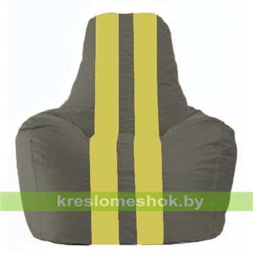 Кресло-мешок Спортинг С1.1-360 (основа серая тёмная, вставка жёлтая)