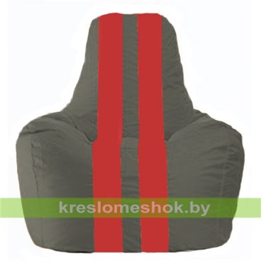 Кресло-мешок Спортинг С1.1-362 (основа серая тёмная, вставка красная)