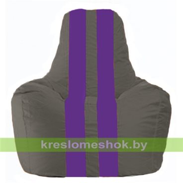 Кресло-мешок Спортинг С1.1-370 (основа серая тёмная, вставка фиолетовая)