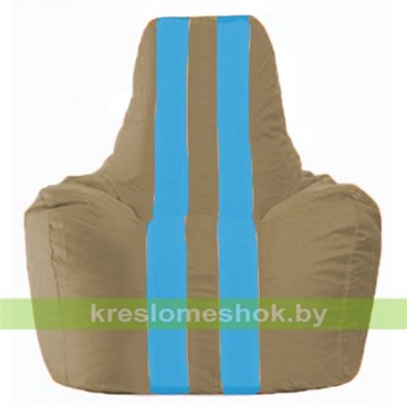 Кресло мешок Спортинг С1.1-96 (основа бежевая тёмная, вставка голубая)