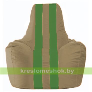 Кресло мешок Спортинг С1.1-94 (основа бежевая тёмная, вставка зелёная)