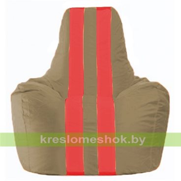 Кресло мешок Спортинг С1.1-92 (основа бежевая тёмная, вставка красная)