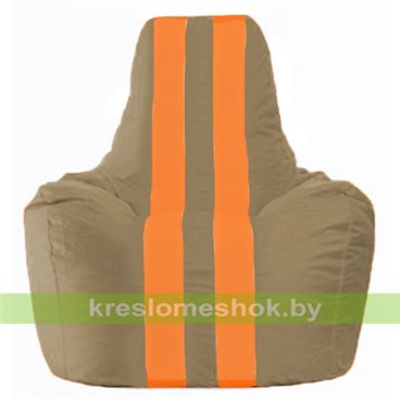 Кресло мешок Спортинг С1.1-90 (основа бежевая тёмная, вставка оранжевая)