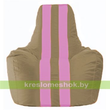 Кресло мешок Спортинг С1.1-94 (основа бежевая тёмная, вставка розовая)