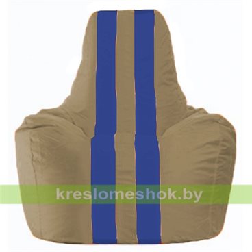 Кресло мешок Спортинг С1.1-85 (основа бежевая тёмная, вставка синяя)