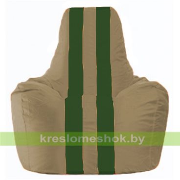 Кресло мешок Спортинг С1.1-83 (основа бежевая тёмная, вставка зелёная тёмная)