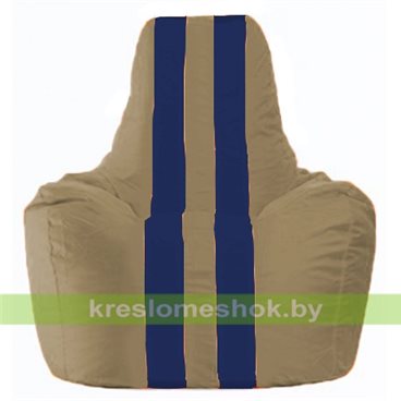 Кресло мешок Спортинг С1.1-80 (основа бежевая, вставка синяя тёмная)