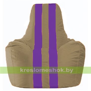Кресло мешок Спортинг С1.1-79 (основа бежевая тёмная, вставка фиолетовая)