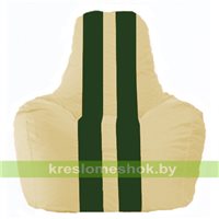 Кресло мешок Спортинг светло-бежевый - тёмно-зелёный С1.1-137