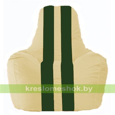 Кресло мешок Спортинг С1.1-137 (основа бежевая, вставка зелёная тёмная)