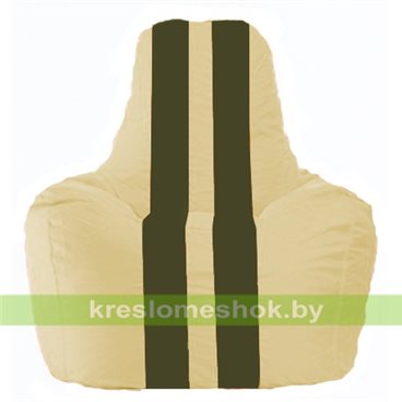 Кресло мешок Спортинг С1.1-135 (основа бежевая, вставка оливковая тёмная)