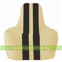 Кресло мешок Спортинг светло-бежевый - чёрный С1.1-130