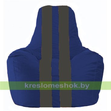 Кресло мешок Спортинг С1.1-118 (основа синяя, вставка серая тёмная)