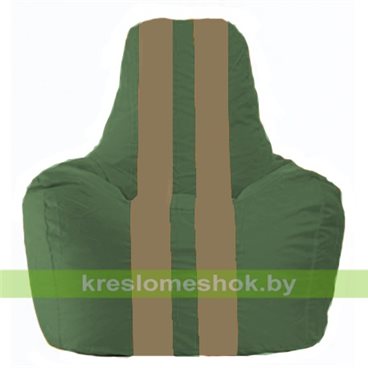 Кресло мешок Спортинг С1.1-60 (основа зелёная тёмная, вставка бежевая тёмная)