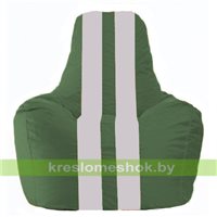 Кресло мешок Спортинг тёмно-зелёный - белый  С1.1-76