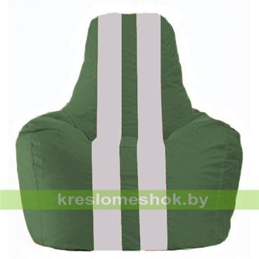 Кресло мешок Спортинг С1.1-76 (основа зелёная тёмная, вставка белая)
