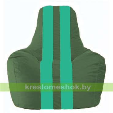 Кресло мешок Спортинг С1.1-66 (основа зелёная тёмная, вставка бирюзовая)